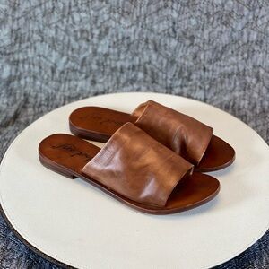 Brown Leather Slide Sandals